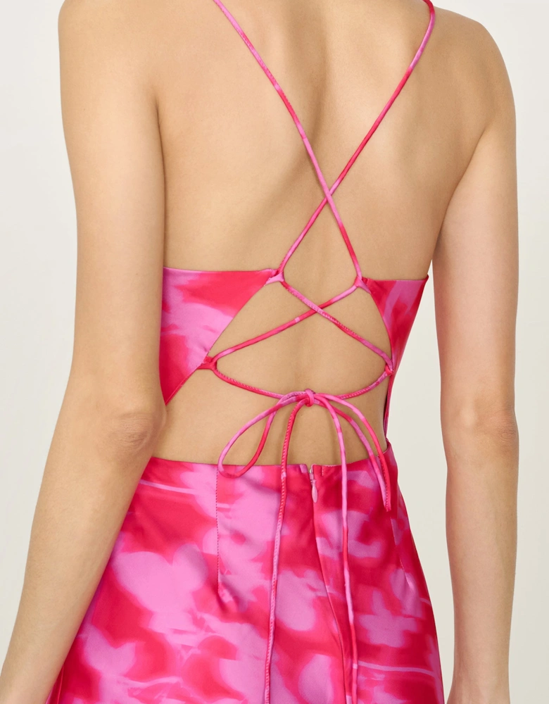 Riviera Dress in Blurred Floral Magenta