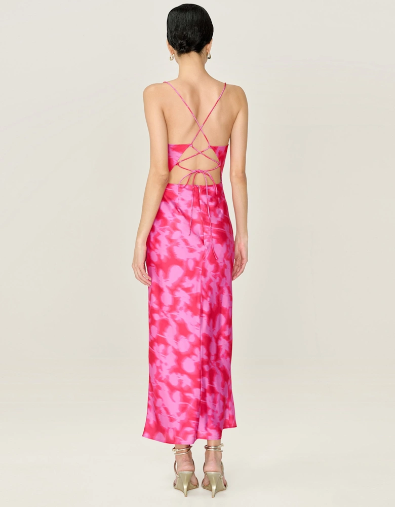 Riviera Dress in Blurred Floral Magenta