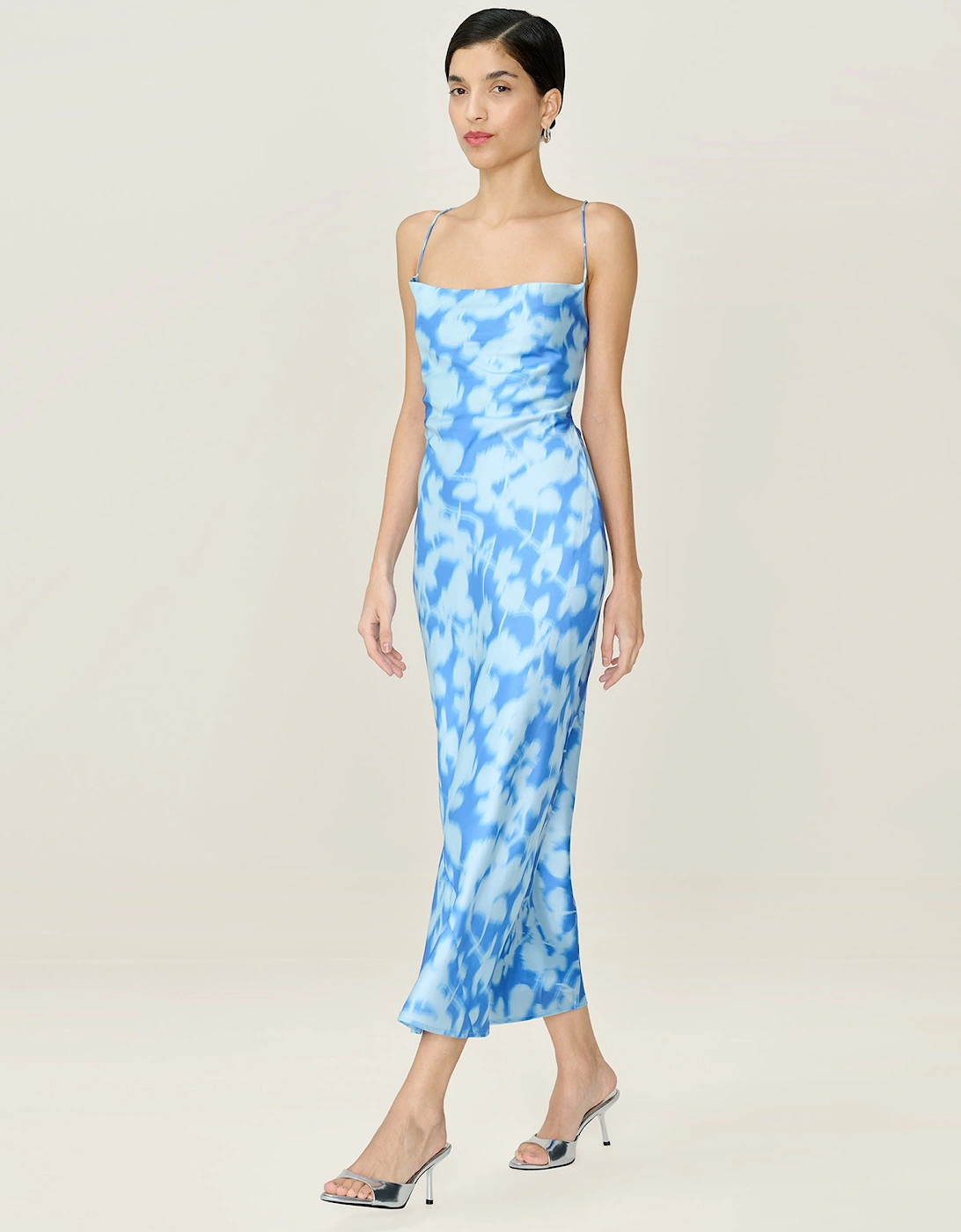Riviera Dress in Blue Blurred Floral