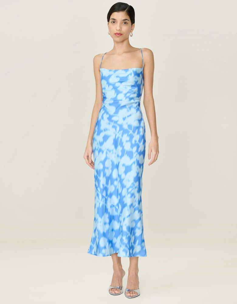 Riviera Dress in Blue Blurred Floral
