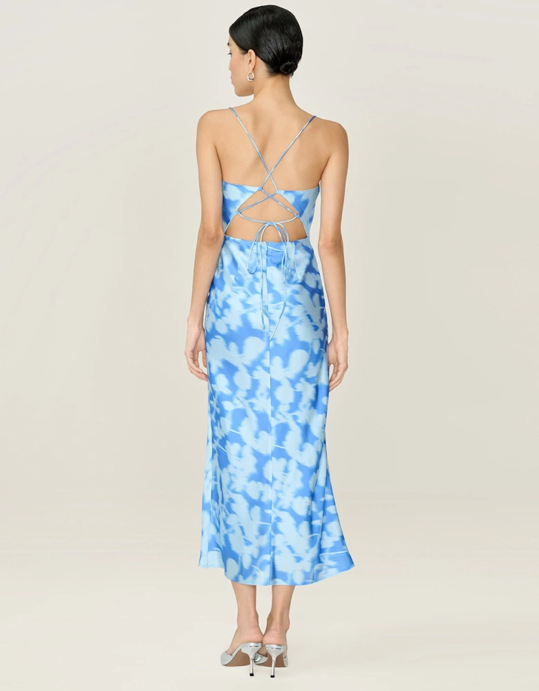 Riviera Dress in Blue Blurred Floral
