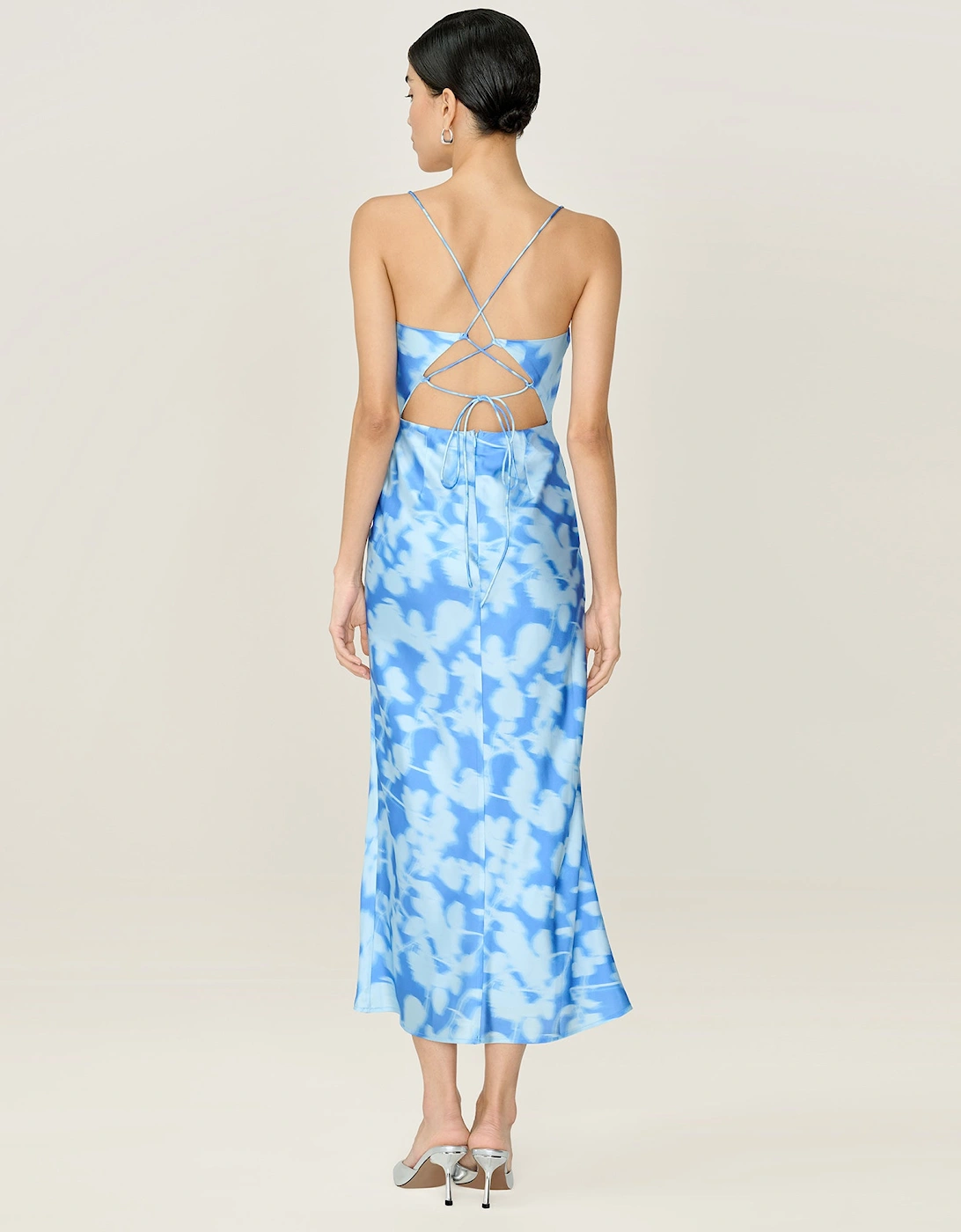 Riviera Dress in Blue Blurred Floral