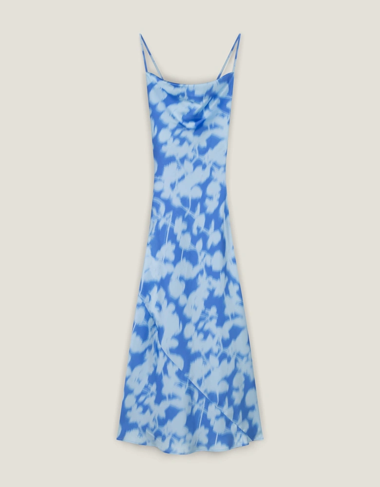 Riviera Dress in Blue Blurred Floral