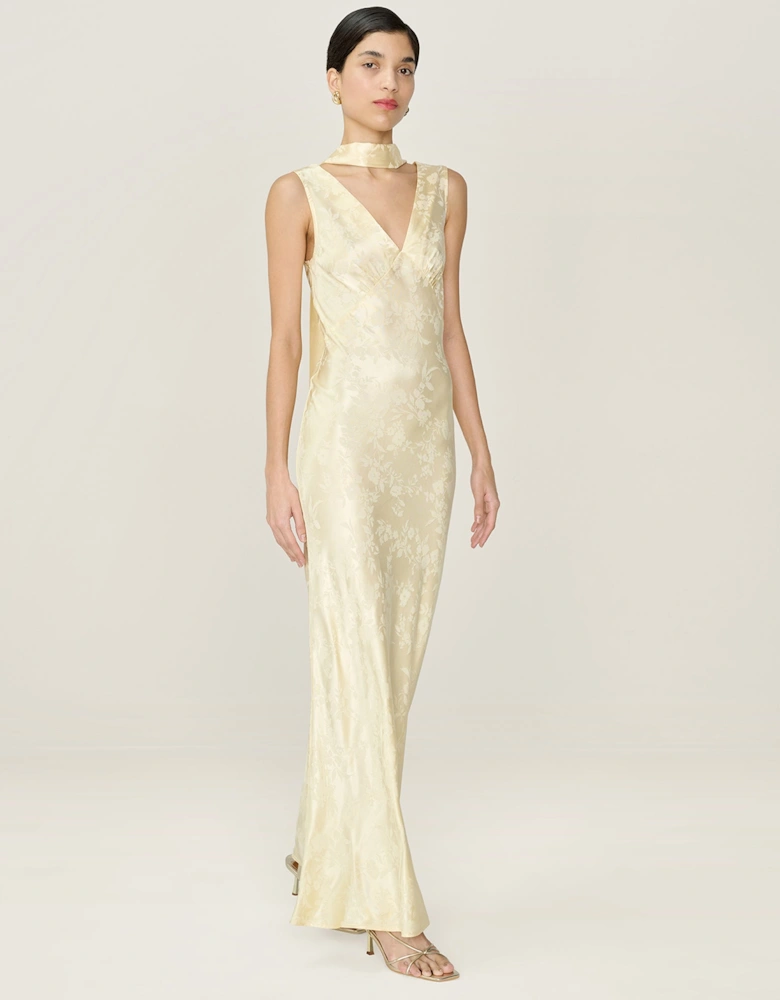 Iris Jacquard Dress in Double Cream