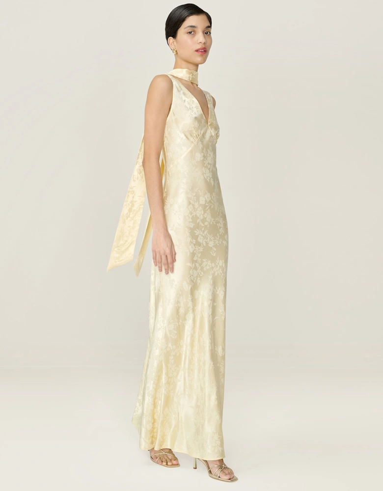 Iris Jacquard Dress in Double Cream