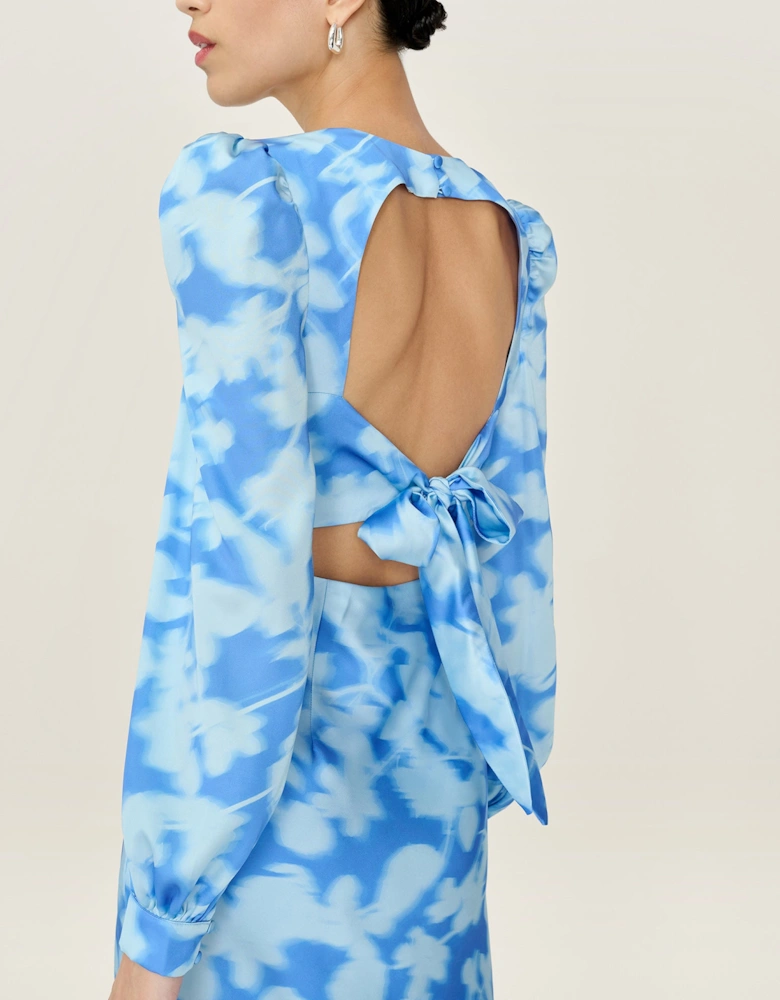 Francoise Dress in Blue Blurred Floral