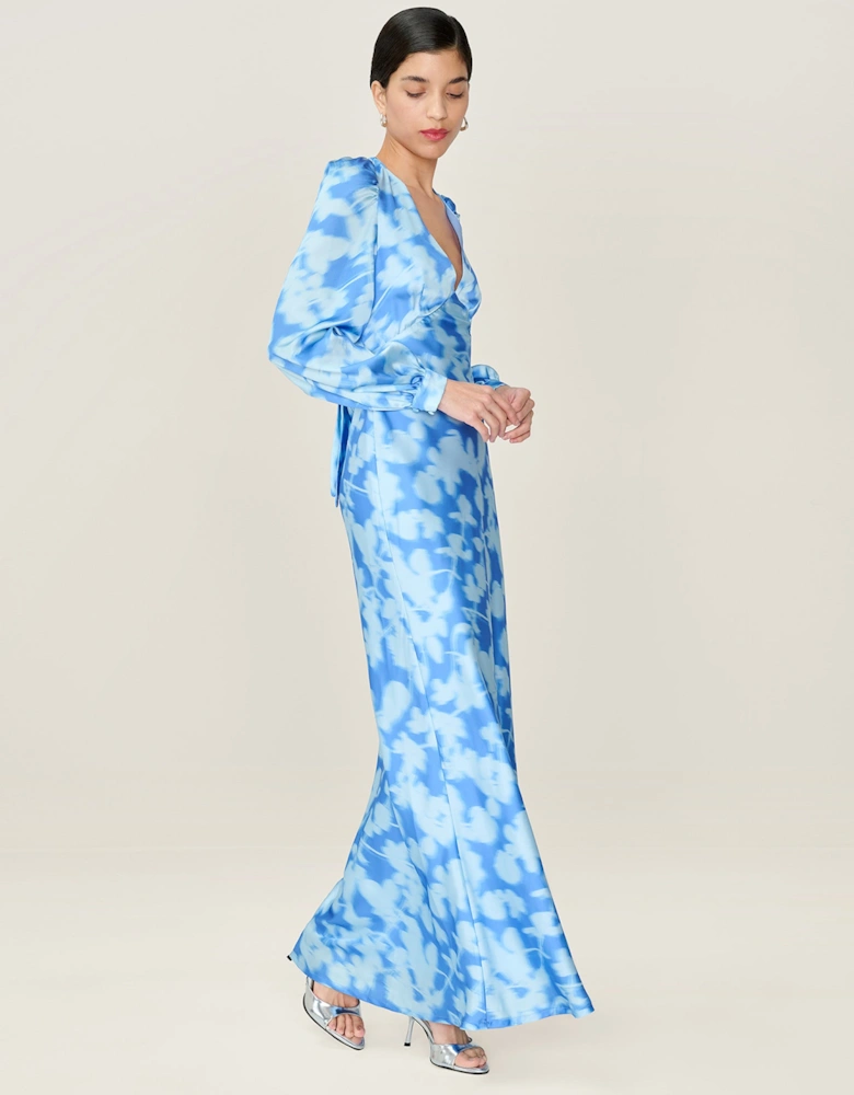 Francoise Dress in Blue Blurred Floral
