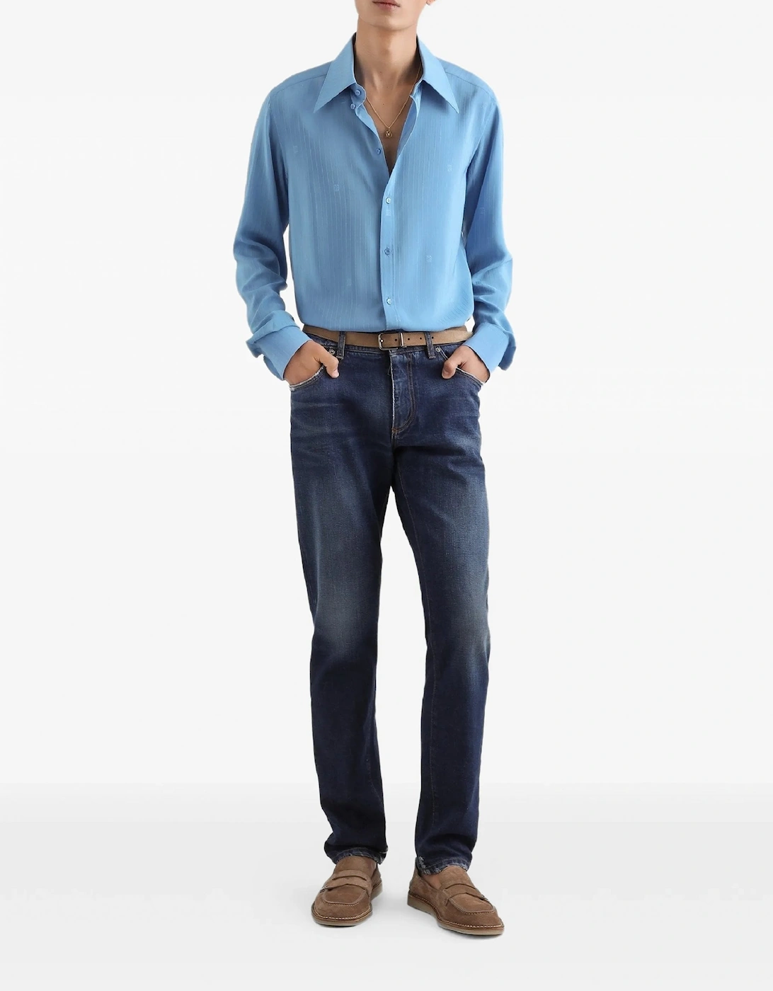 Slim Plaque Denim Jeans Navy