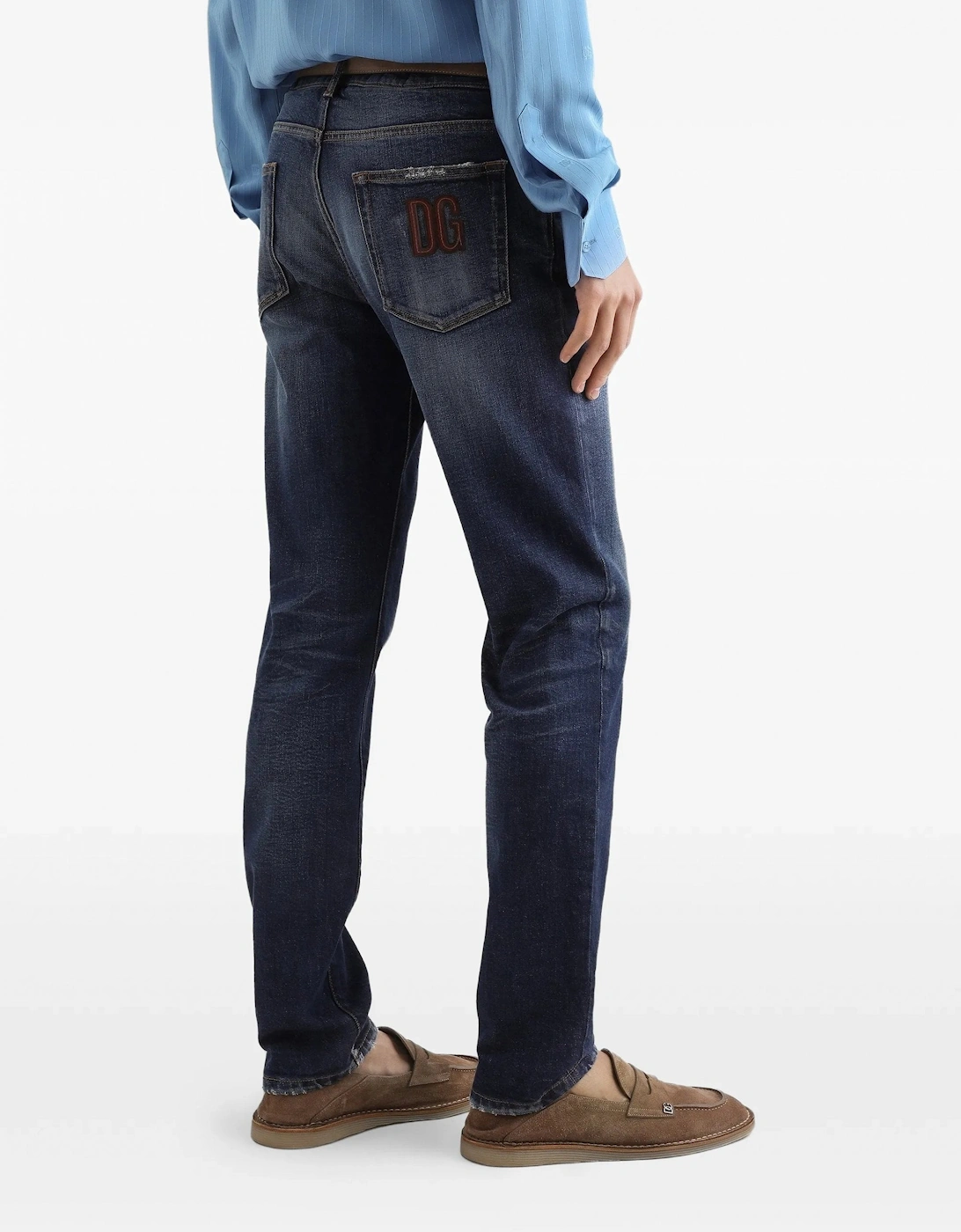 Slim Plaque Denim Jeans Navy