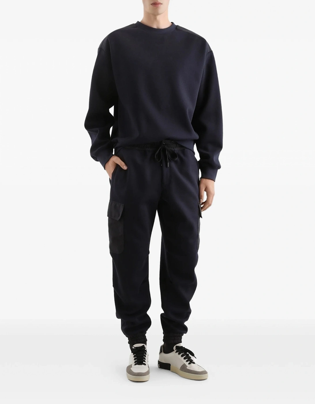 Plaque Cotton Sweatshirt Navy