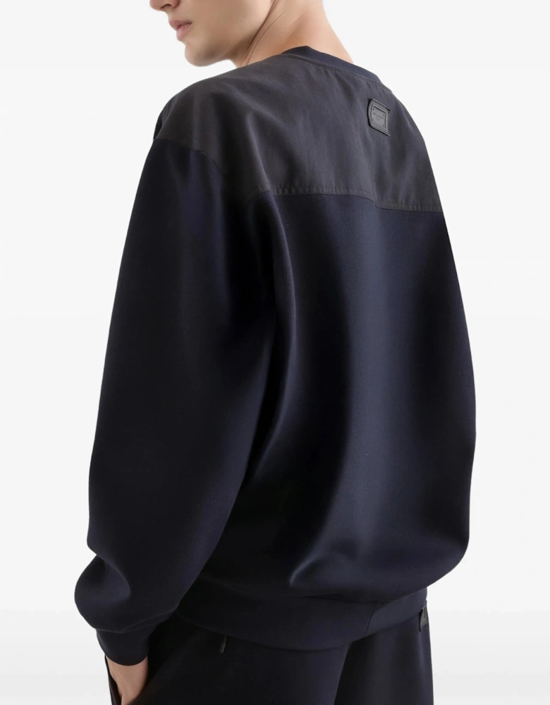 Plaque Cotton Sweatshirt Navy