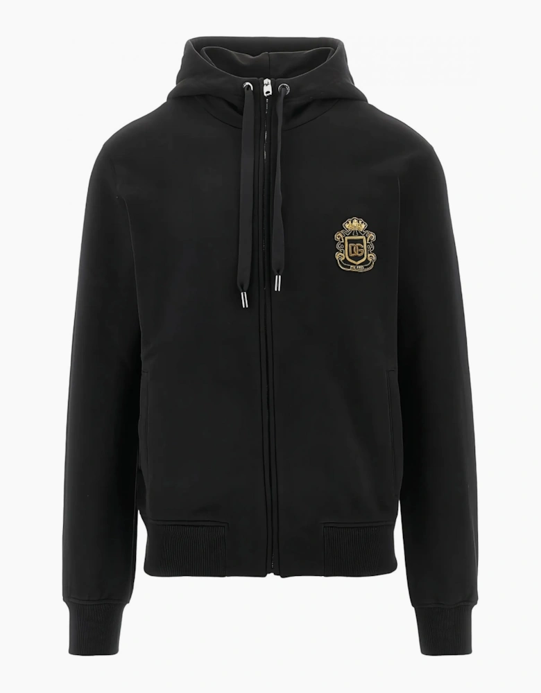 Crest Zip Up Hoodie Black