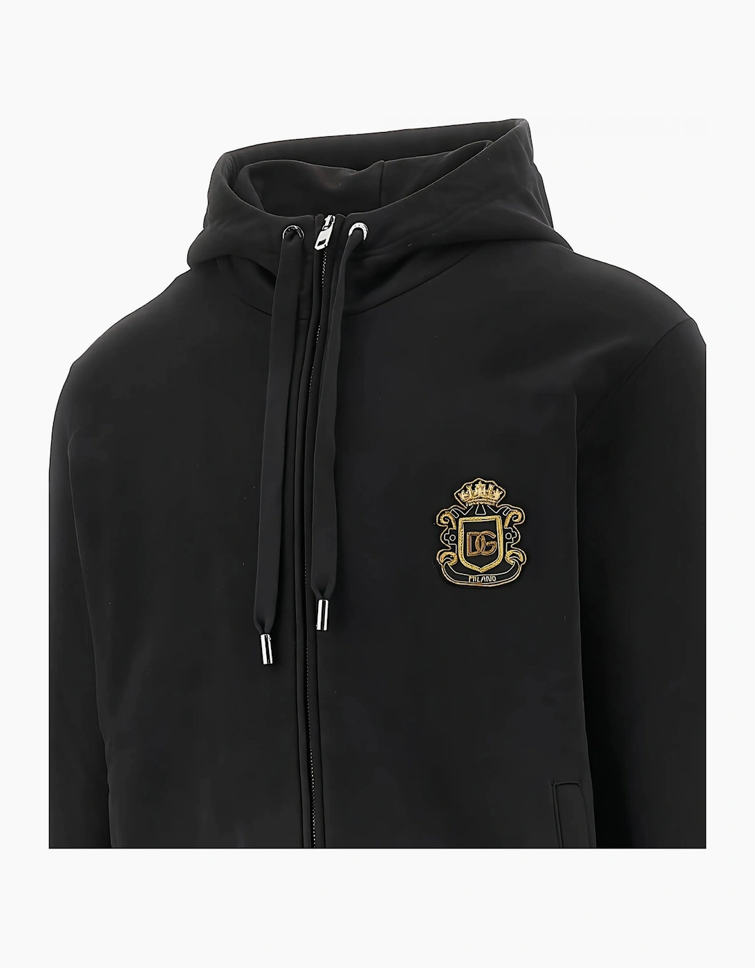 Crest Zip Up Hoodie Black
