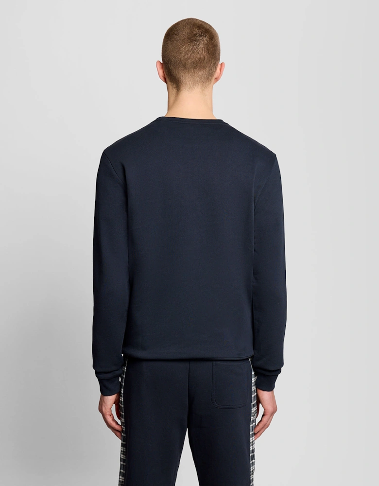 Lyle & Scott Check Panelled Mens Crew Neck Sweatshirt - Z271 Dark Navy