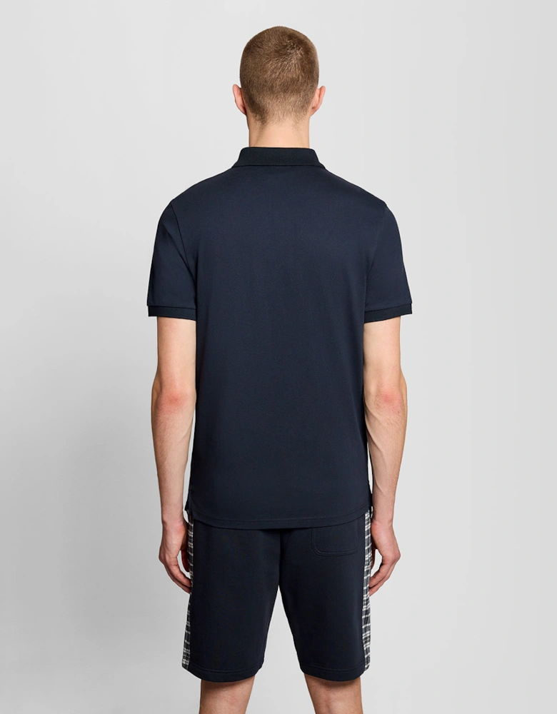 Lyle & Scott Check Panelled Mens Polo Shirt - Dark Navy Z271