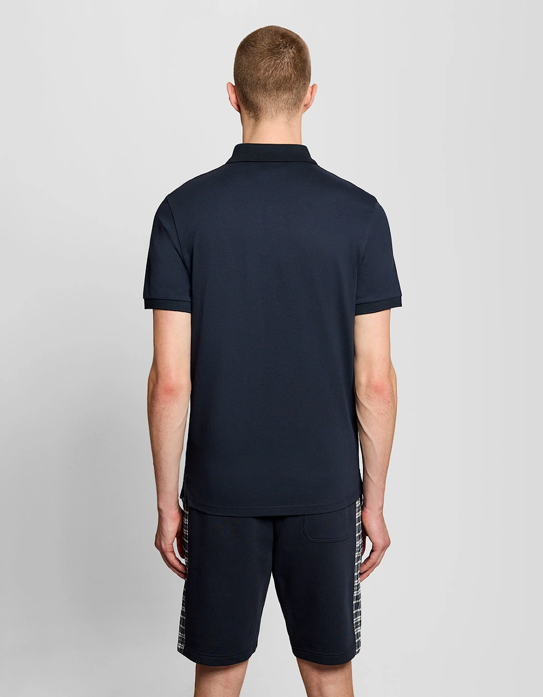 Lyle & Scott Check Panelled Mens Polo Shirt - Dark Navy Z271