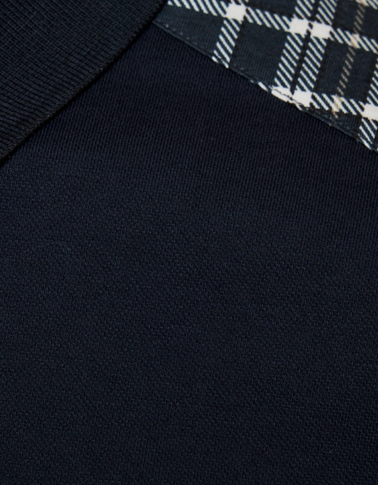 Lyle & Scott Check Panelled Mens Polo Shirt - Dark Navy Z271
