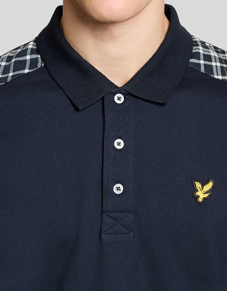Lyle & Scott Check Panelled Mens Polo Shirt - Dark Navy Z271