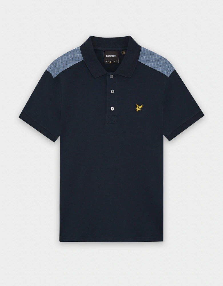 Lyle & Scott Check Panelled Mens Polo Shirt - Dark Navy Z271