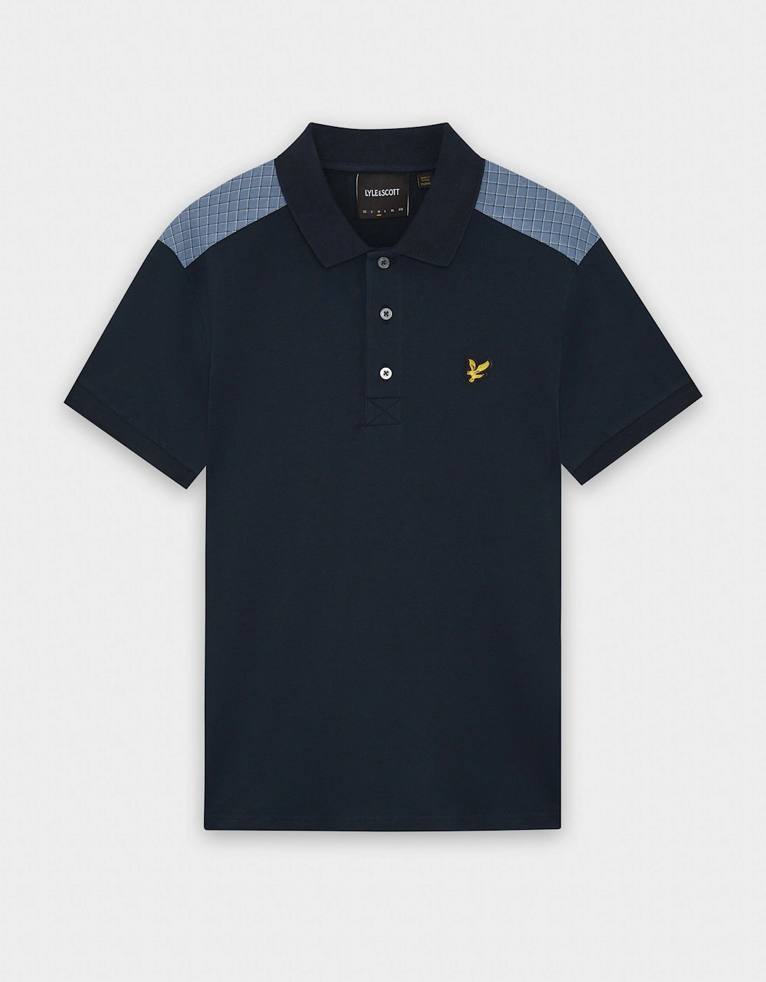 Lyle & Scott Check Panelled Mens Polo Shirt - Dark Navy Z271