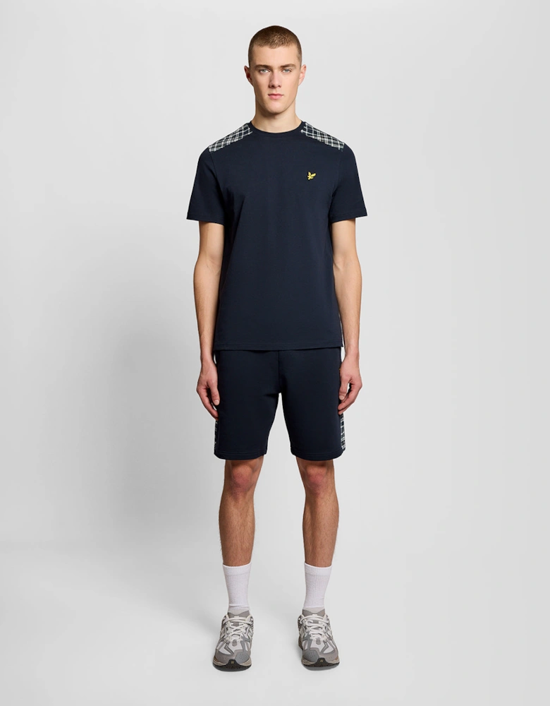 Lyle & Scott Check Panelled Mens T-Shirt - Dark Navy Z271