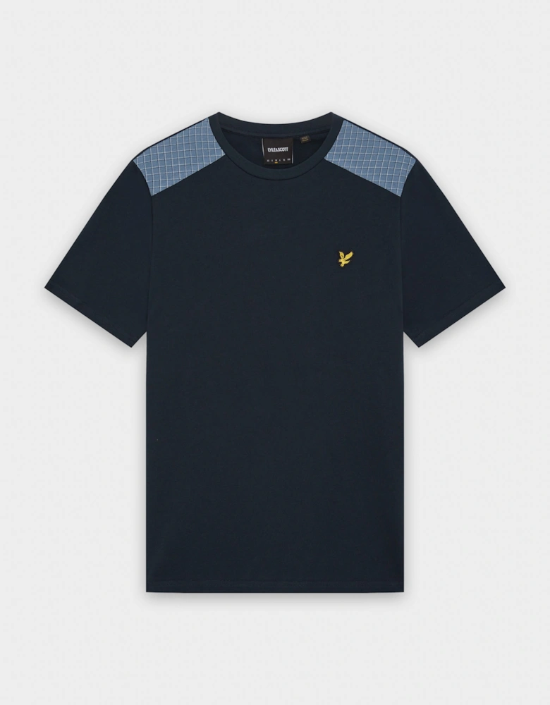Lyle & Scott Check Panelled Mens T-Shirt - Dark Navy Z271