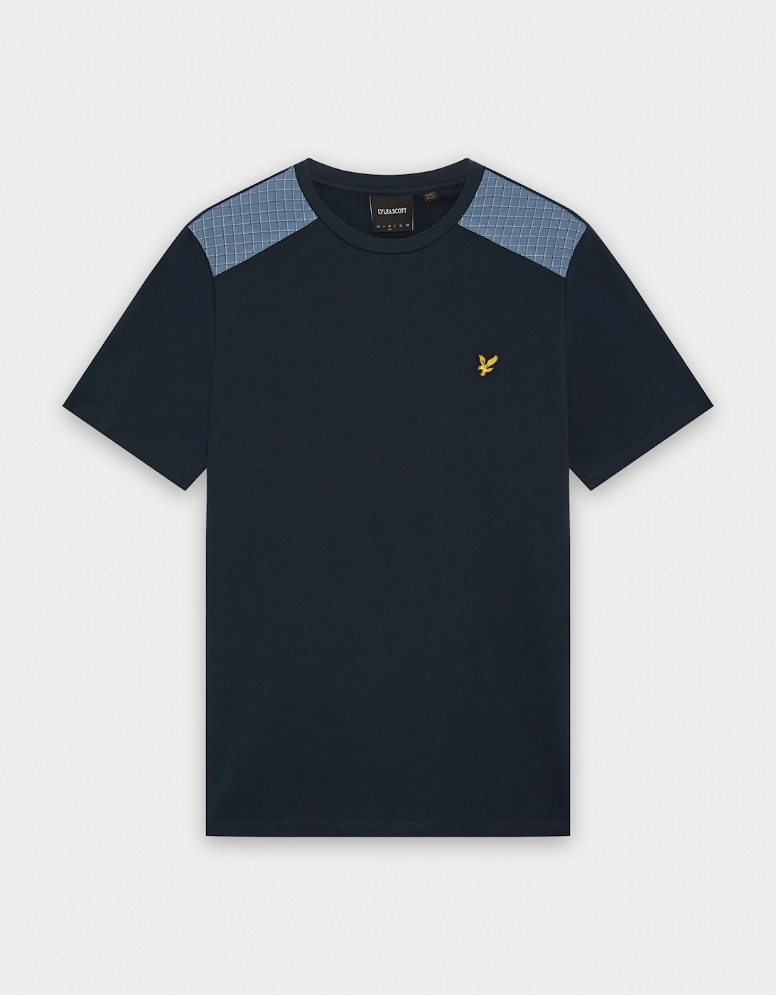 Lyle & Scott Check Panelled Mens T-Shirt - Dark Navy Z271