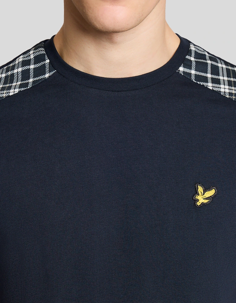 Lyle & Scott Check Panelled Mens T-Shirt - Dark Navy Z271
