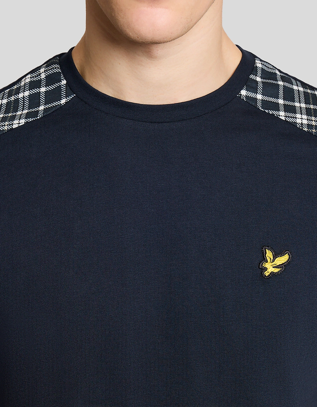 Lyle & Scott Check Panelled Mens T-Shirt - Dark Navy Z271