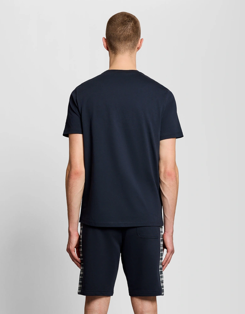 Lyle & Scott Check Panelled Mens T-Shirt - Dark Navy Z271