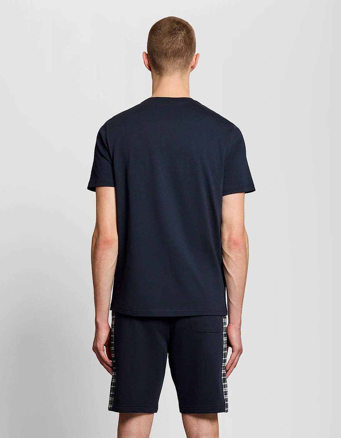 Lyle & Scott Check Panelled Mens T-Shirt - Dark Navy Z271