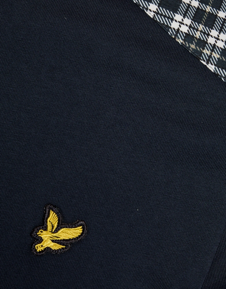 Lyle & Scott Check Panelled Mens T-Shirt - Dark Navy Z271