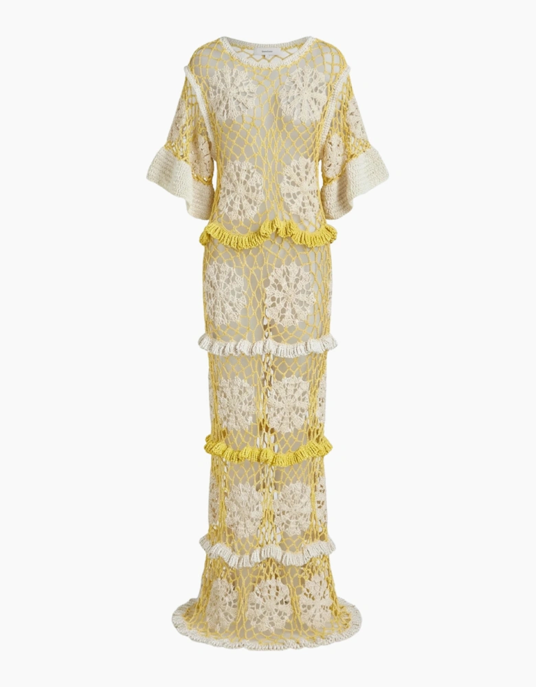 Daisy Crochet Dress White and Yellow
