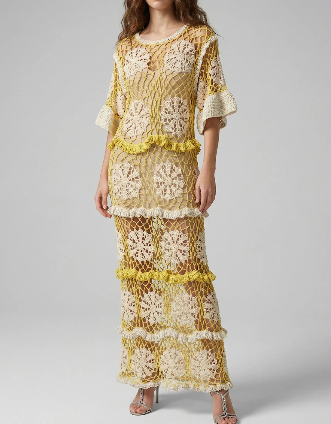 Daisy Crochet Dress White and Yellow, 9 of 8