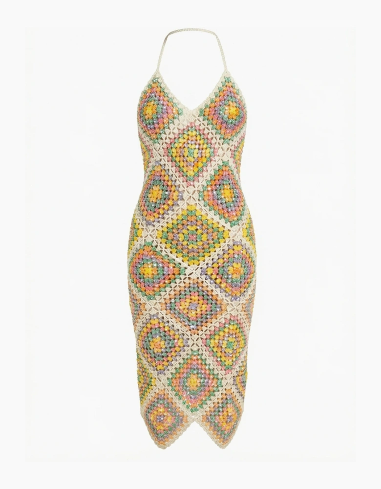 Katerina Crochet And Sequin Luxe Multi Coloured Dress