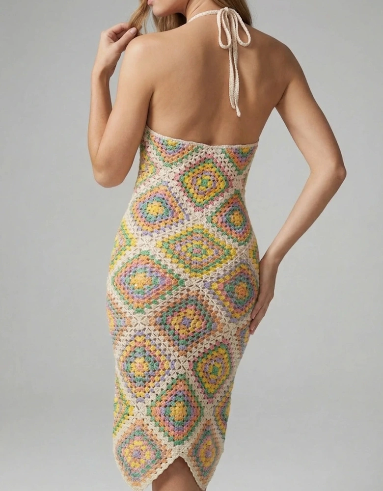 Katerina Crochet And Sequin Luxe Multi Coloured Dress