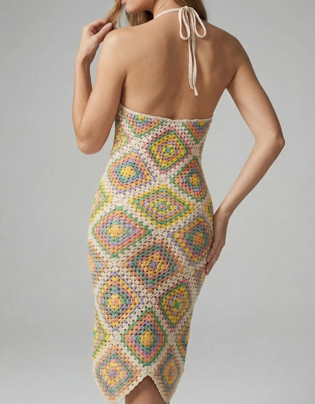 Katerina Crochet And Sequin Luxe Multi Coloured Dress