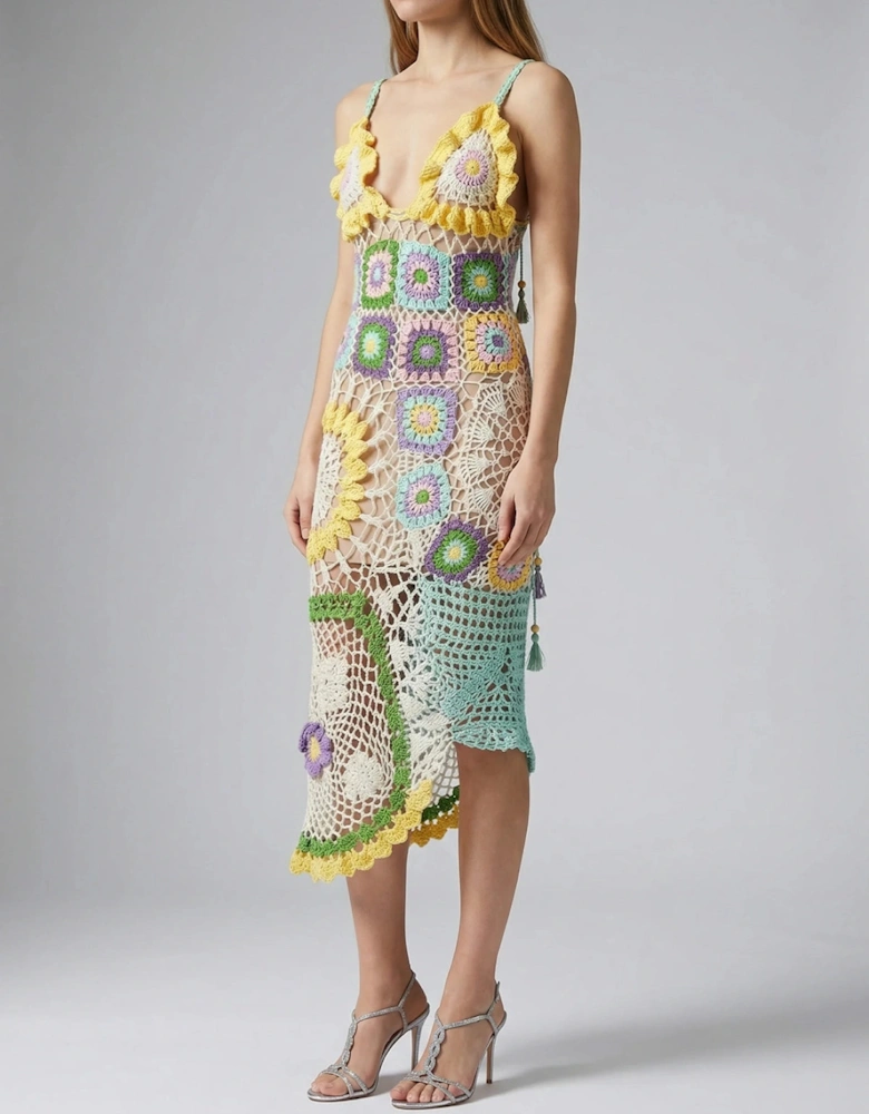 Octavia Crochet Party Dress Multi-Coloured