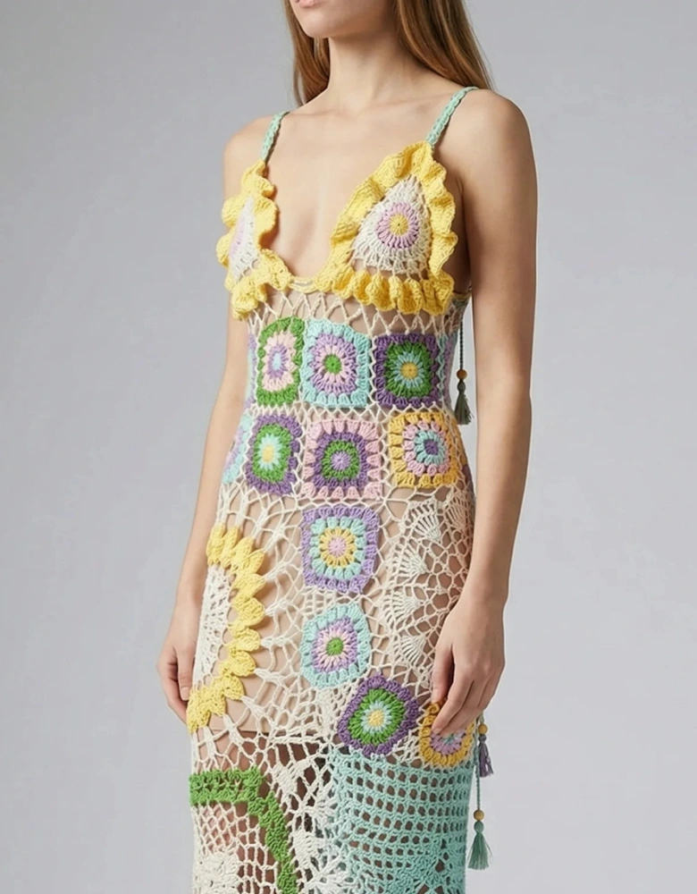 Octavia Crochet Party Dress Multi-Coloured