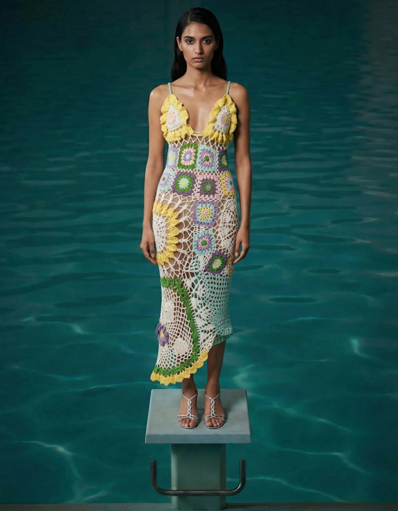 Octavia Crochet Party Dress Multi-Coloured