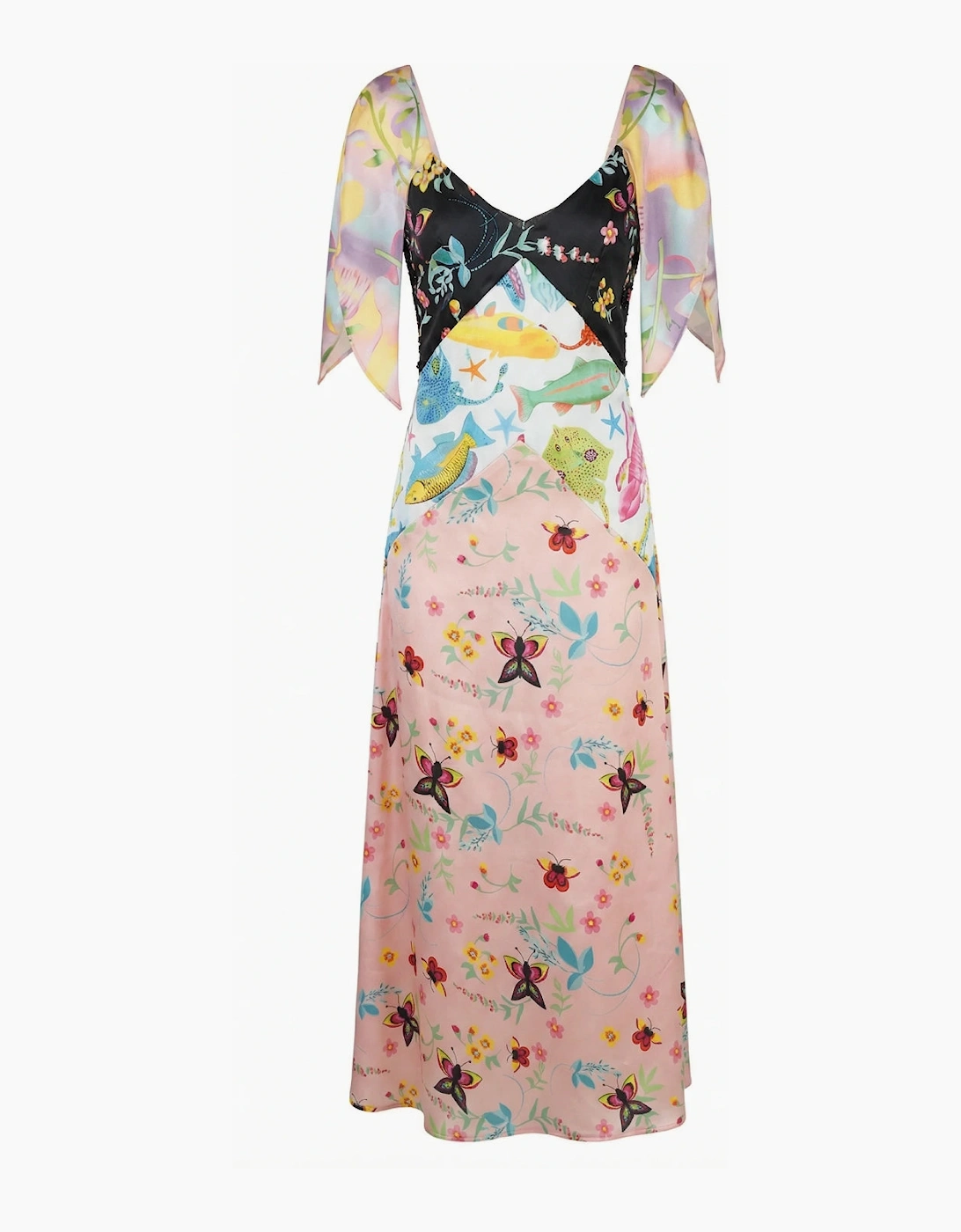 Samantha V Shaped Neckline Multi-Coloured Maxi Dress