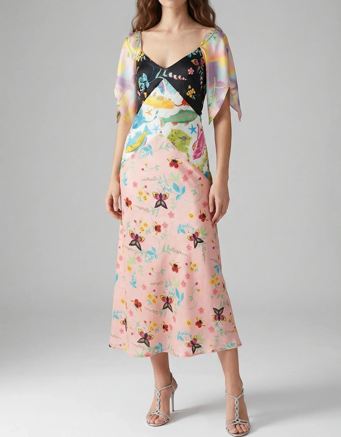 Samantha V Shaped Neckline Multi-Coloured Maxi Dress