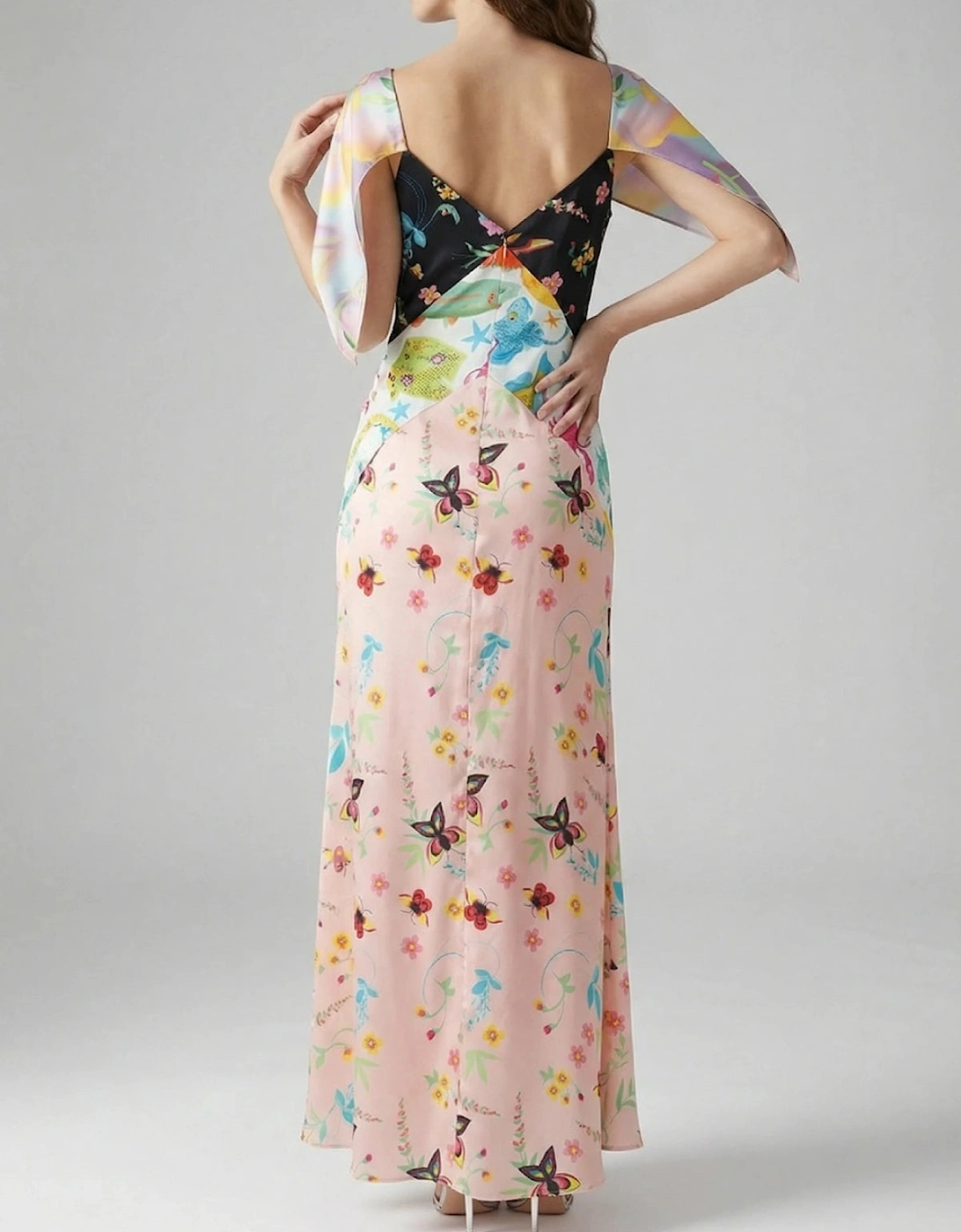 Samantha V Shaped Neckline Multi-Coloured Maxi Dress