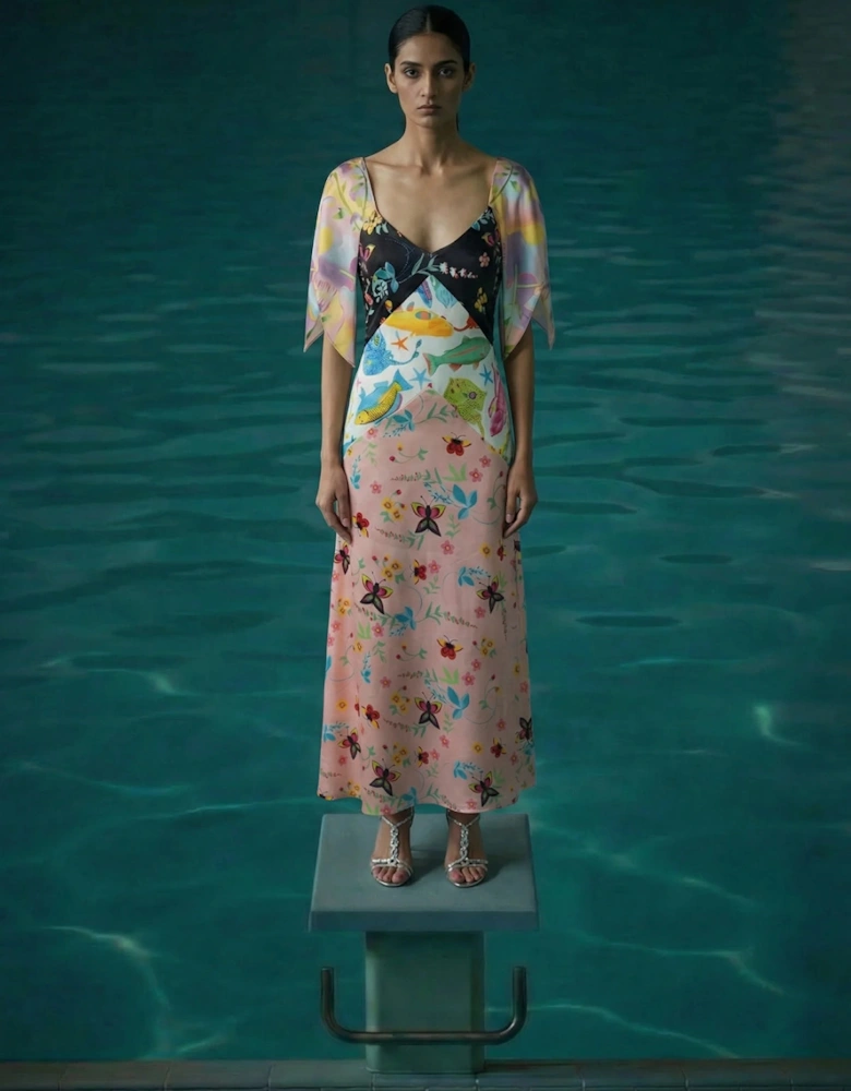 Samantha V Shaped Neckline Multi-Coloured Maxi Dress