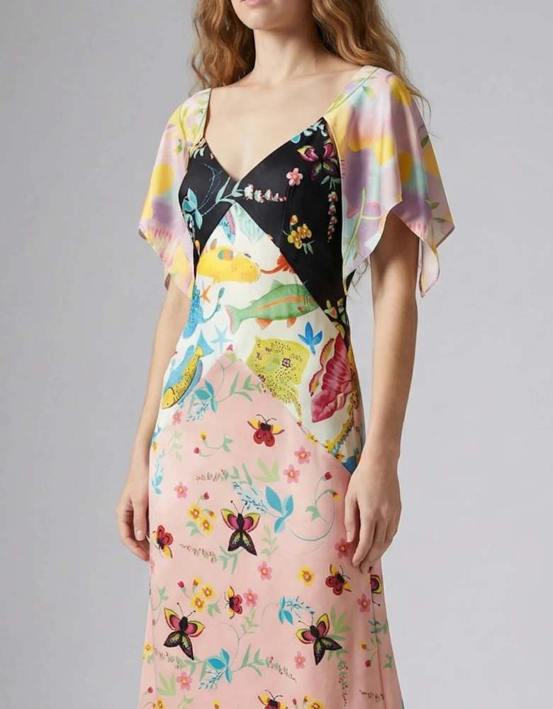 Samantha V Shaped Neckline Multi-Coloured Maxi Dress