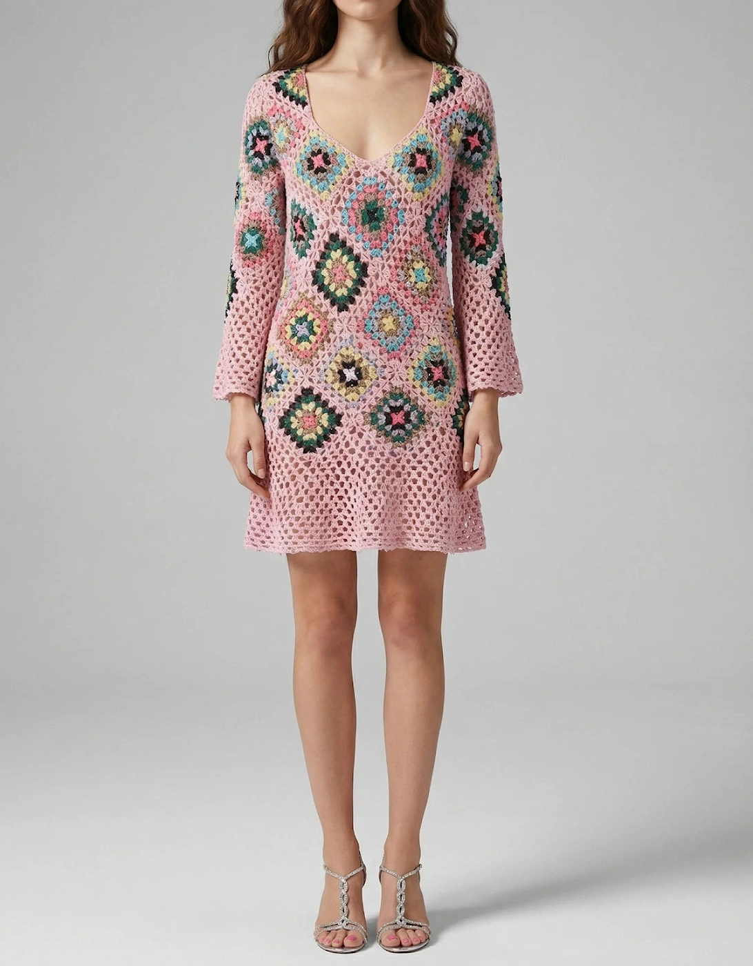 Spring Pink Crochet Dress