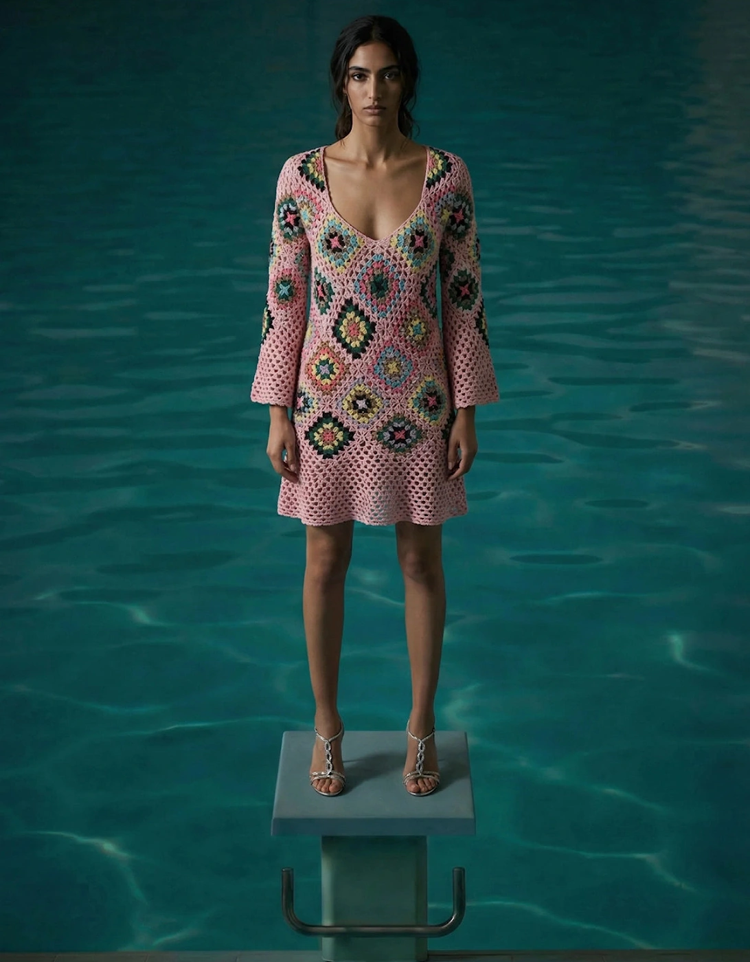 Spring Pink Crochet Dress