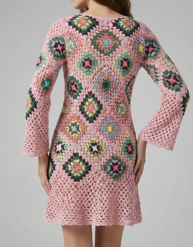 Spring Pink Crochet Dress