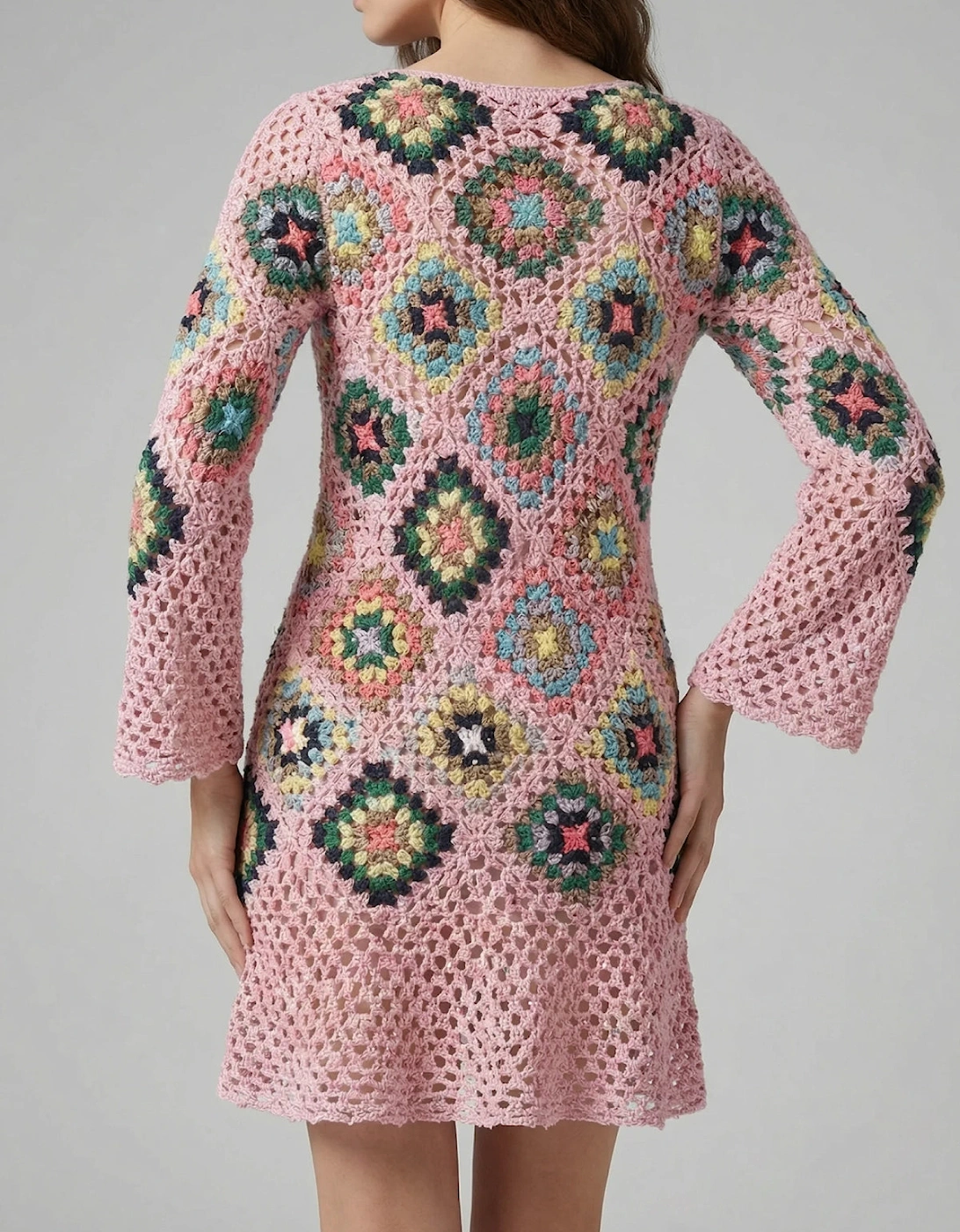 Spring Pink Crochet Dress