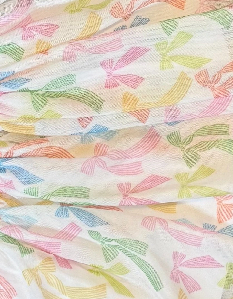 Girls White Pastel Bow Tulle Skirt Set